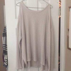 AE cold shoulder waffle knit sweater